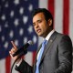 Vivek Ramaswamy speaks during a campaign rally in Toledo, O.H.
