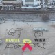 An aerial view of drawings as a group of activists in Israel staged a protest near the U.S. Embassy in Tel Aviv calling for a cease-fire in Gaza and the return of Israeli hostages on Sept. 12, 2025.