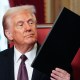 Newly sworn-in President Donald Trump takes part in a signing ceremony in the President's Room following the 60th inaugural ceremony on Jan. 20, 2025 at the US Capitol in Washington, D.C.