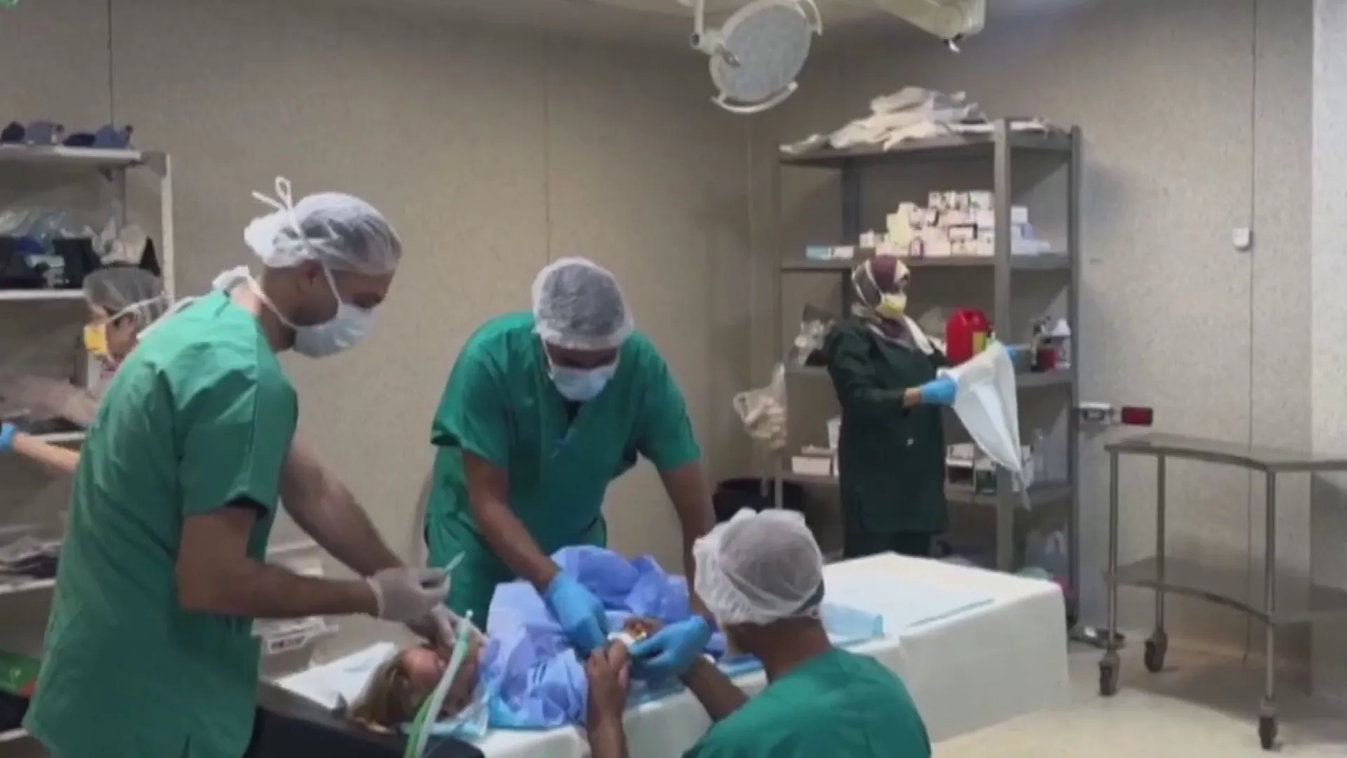 Medical staff treating Gazan patient