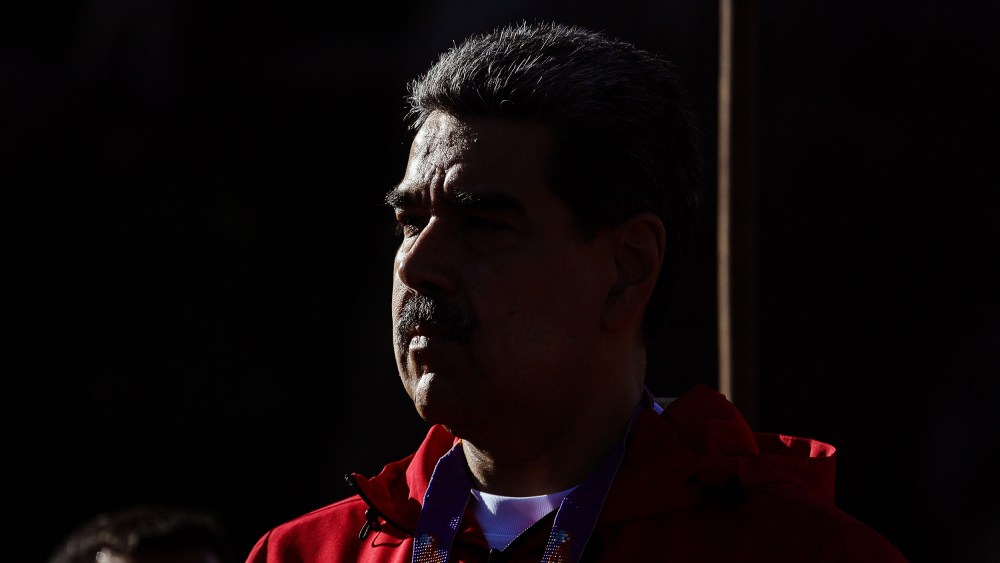 President Nicolás Maduro of Venezuela looks on during a rally on Oct. 12, 2025, in Caracas, Venezuela.