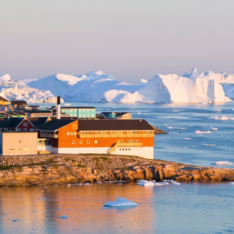 View of Greenland's coastal town of Ilulissat in 2008. Ilulissat is a UNESCO World Heritage Site because of the Jacobshavn Glacier, or Sermeq Kujalleq, which is the largest glacier outside Antarctica.