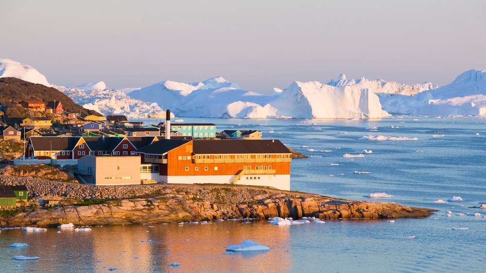 View of Greenland's coastal town of Ilulissat in 2008. Ilulissat is a UNESCO World Heritage Site because of the Jacobshavn Glacier, or Sermeq Kujalleq, which is the largest glacier outside Antarctica.