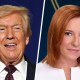 In a split image, President Trump is seen on the left and MS NOW's Jen Psaki on the right.