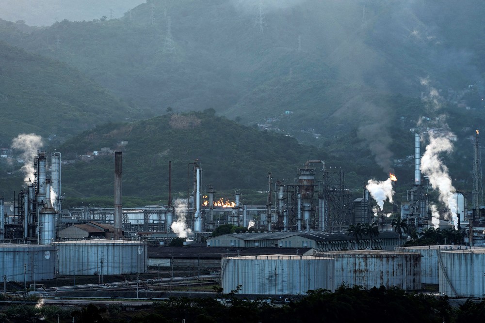 View of an oil refining plant of state-owned Petroleos de Venezuela (PDVSA) in Puerto La Cruz, Anzoategui state, Venezuela.