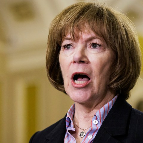 Minnesota Sen. Tina Smith during a press conference.