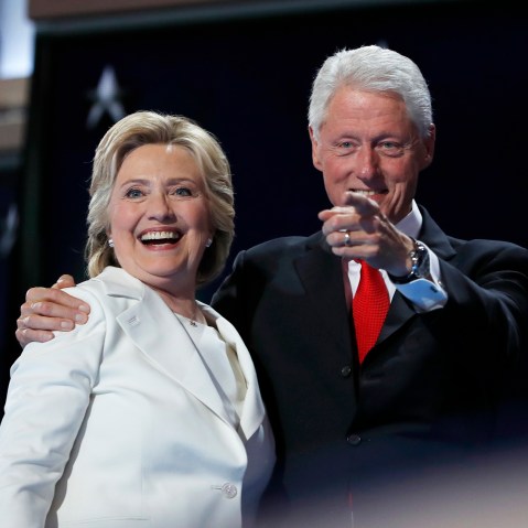Hillary Clinton and Bill Clinton on July 28, 2016, in Philadelphia.