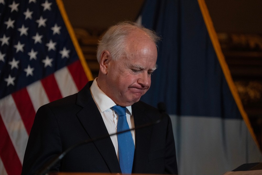 Minnesota Gov. Tim Walz at a podium