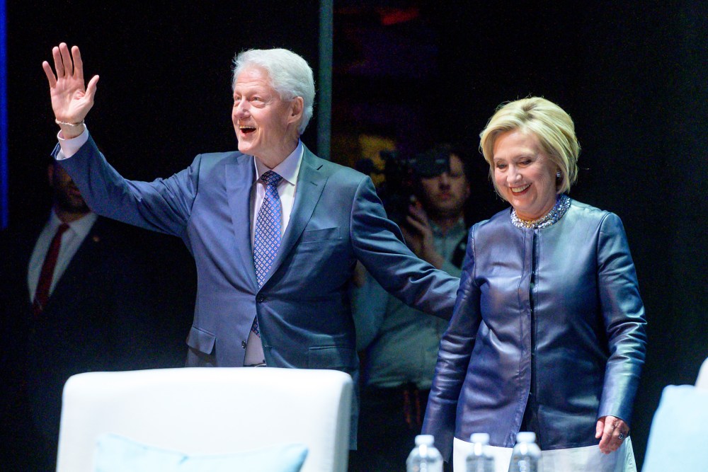 Bill Clinton and Hillary Clinton during "An Evening With The Clintons" on April 11, 2019 in New York City.