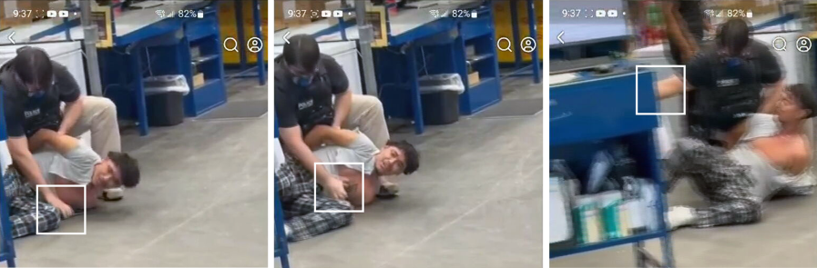 Shortly after, a male agent takes his phone and passes it to the female agent wearing the DEA vest.