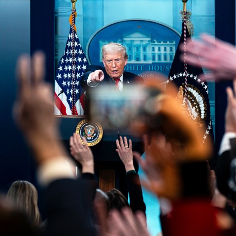 President Donald Trump during a news conference on Jan. 20, 2026 in the James S. Brady Press Briefing Room of the White House.
