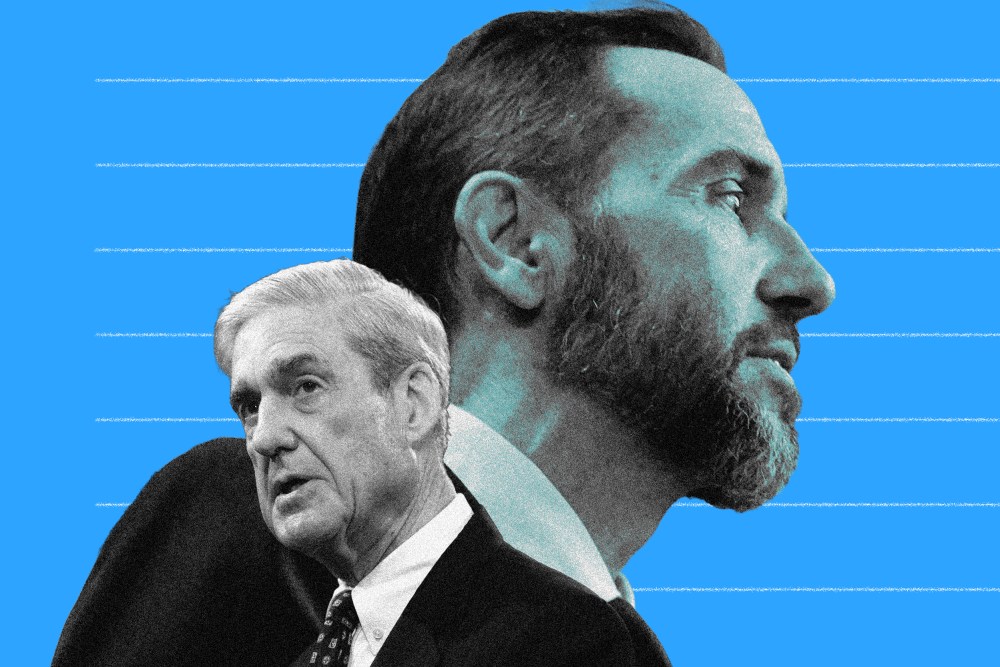 A photo illustration of Jack Smith and Robert Mueller